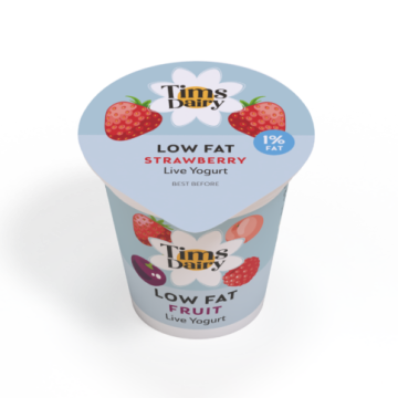 Tims Dairy low fat live fruit yogurt - 12 pack
